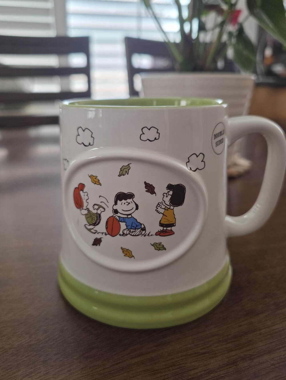 Rae Dunn Peanuts "football girls" Ceramic Mug NEW